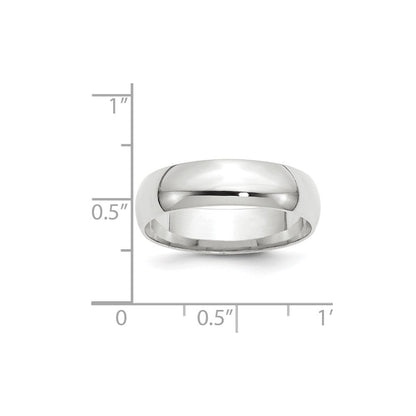 Solid 14K White Gold 6mm Light Weight Comfort Fit Men's/Women's Wedding Band Ring Size 5.5