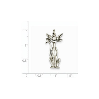 14k White Gold Cat Charm