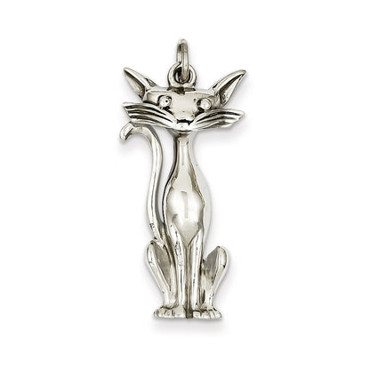 14k White Gold Cat Charm