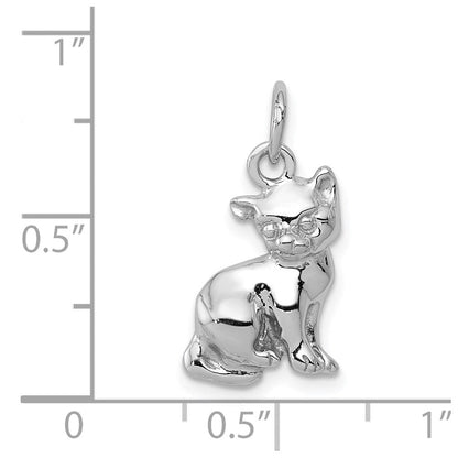 14k White Gold Cat Charm
