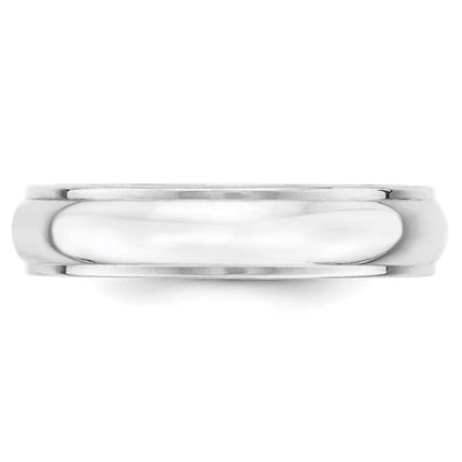 Solid 14K White Gold 5mm Half Round with Edge Men's/Women's Wedding Band Ring Size 14
