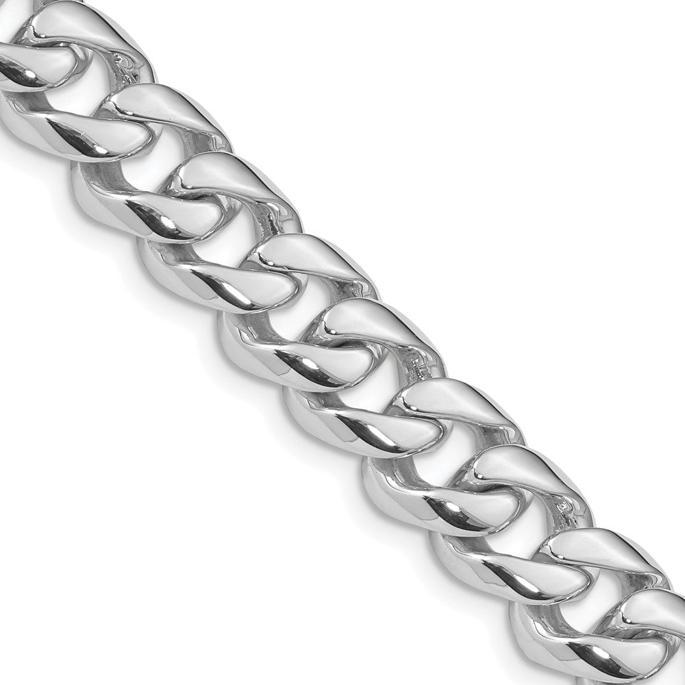 14k White Gold 9.6mm Hand-polished Rounded Curb Link Chain Bracelet