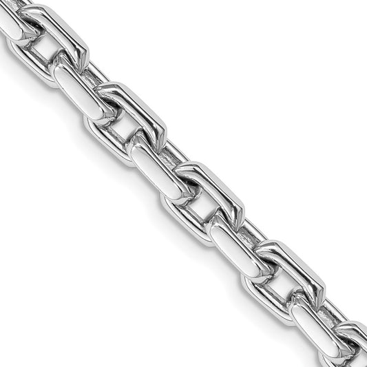 Solid 14K White Gold 9 inch 5.4mm Hand Polished Fancy Link with Lobster Clasp Chain Bracelet