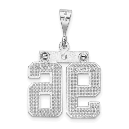 14k White Goldw Large Brushed Diamond-cut Number 96 Charm