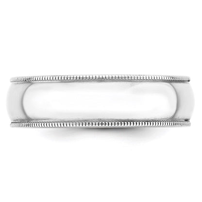 Solid 14K White Gold 6mm Light Weight Milgrain Half Round Men's/Women's Wedding Band Ring Size 4.5
