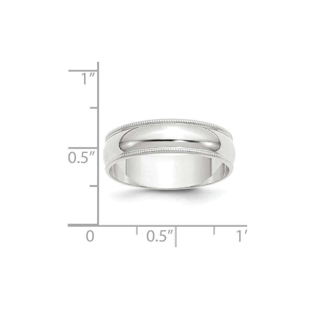 Solid 14K White Gold 6mm Light Weight Milgrain Half Round Men's/Women's Wedding Band Ring Size 4.5