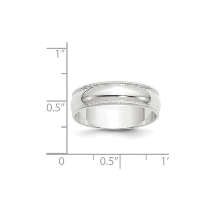 Solid 14K White Gold 6mm Light Weight Milgrain Half Round Men's/Women's Wedding Band Ring Size 4.5