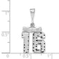14k White Goldw Small Brushed Diamond-cut Number 16 Charm