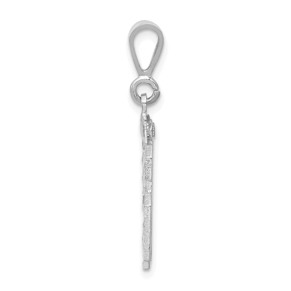 14k White Goldw Small Brushed Diamond-cut Number 96 Charm