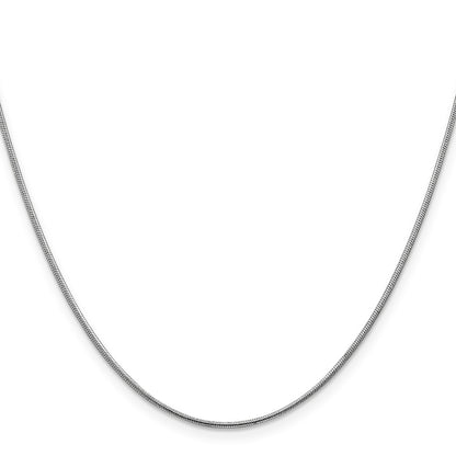 14K White Gold 16 inch 1.1mm Round Snake with Lobster Clasp Chain Necklace