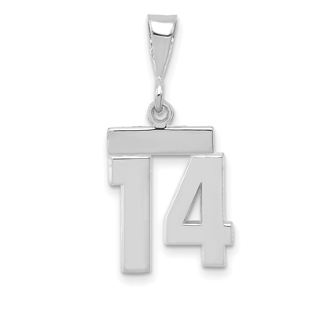14k White Goldw Small Polished Number 14 Charm