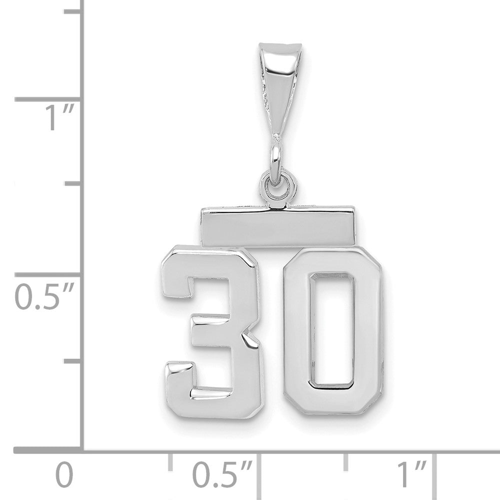 14k White Goldw Small Polished Number 30 Charm