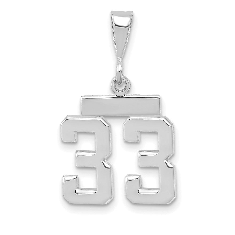 14k White Goldw Small Polished Number 33 Charm