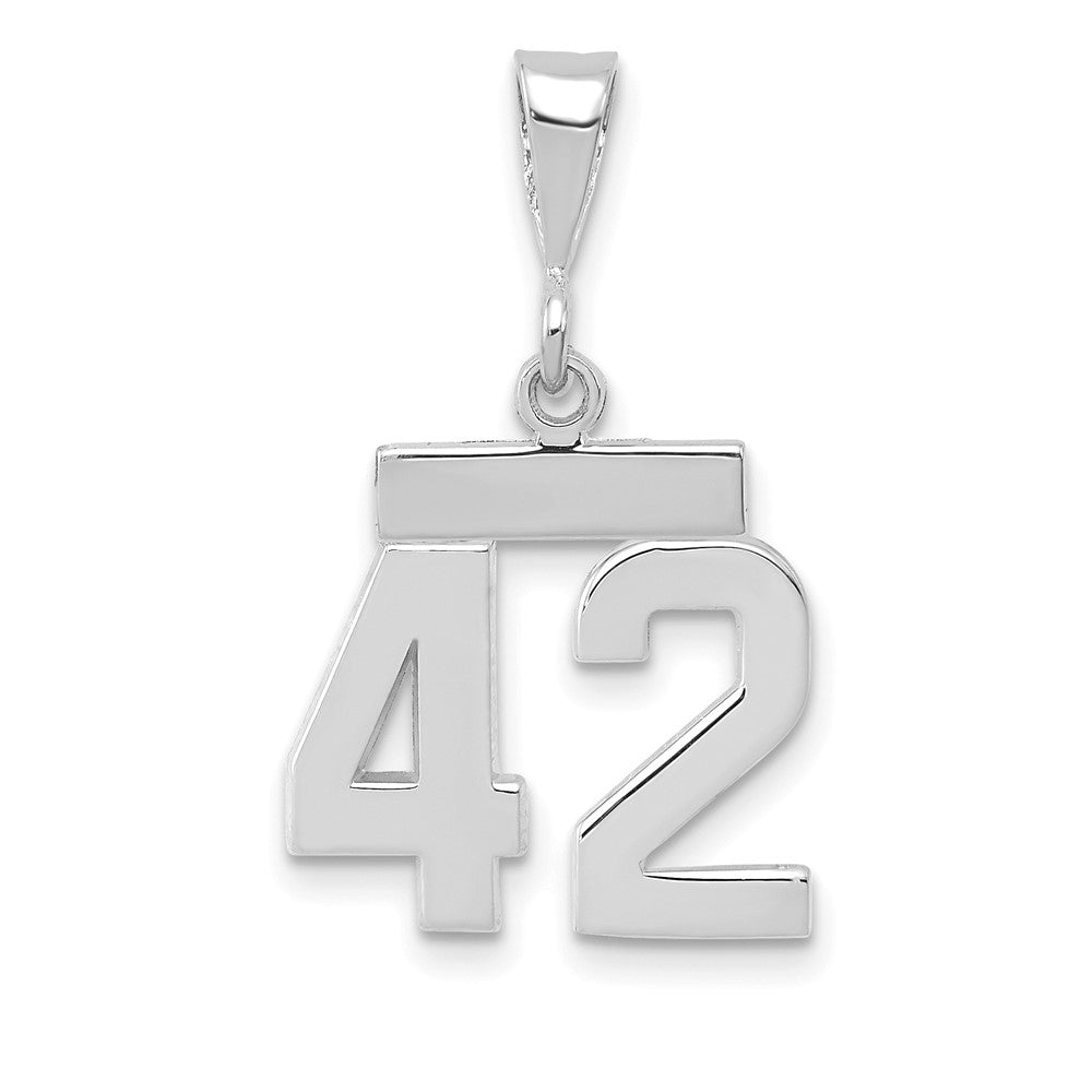 14k White Goldw Small Polished Number 42 Charm