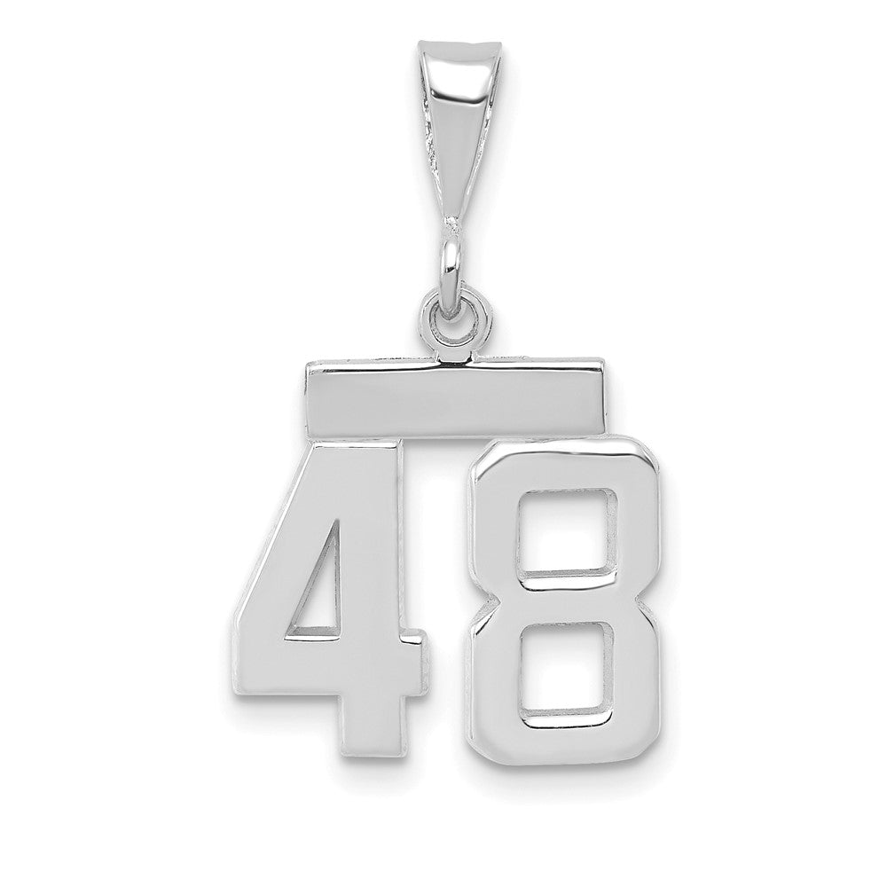 14k White Goldw Small Polished Number 48 Charm
