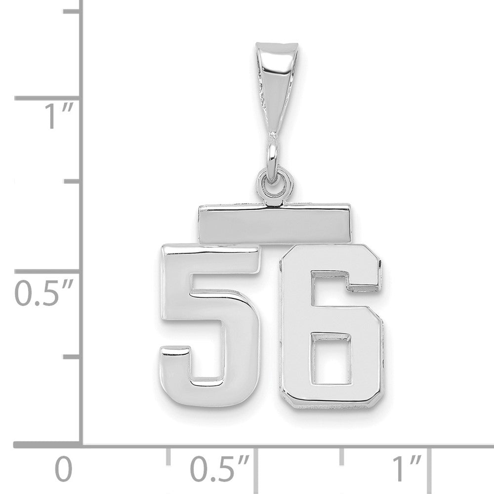 14k White Goldw Small Polished Number 56 Charm