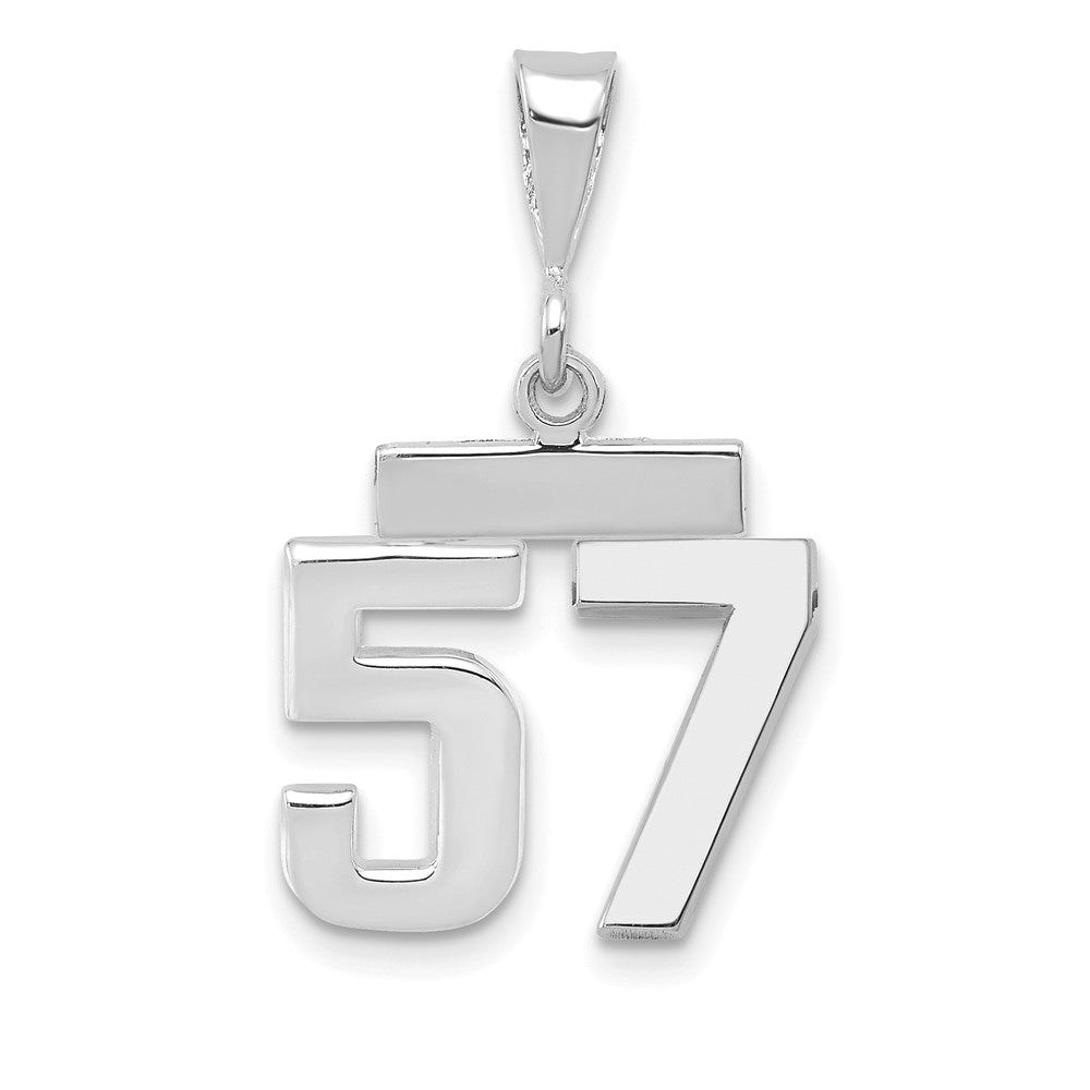 14k White Goldw Small Polished Number 57 Charm