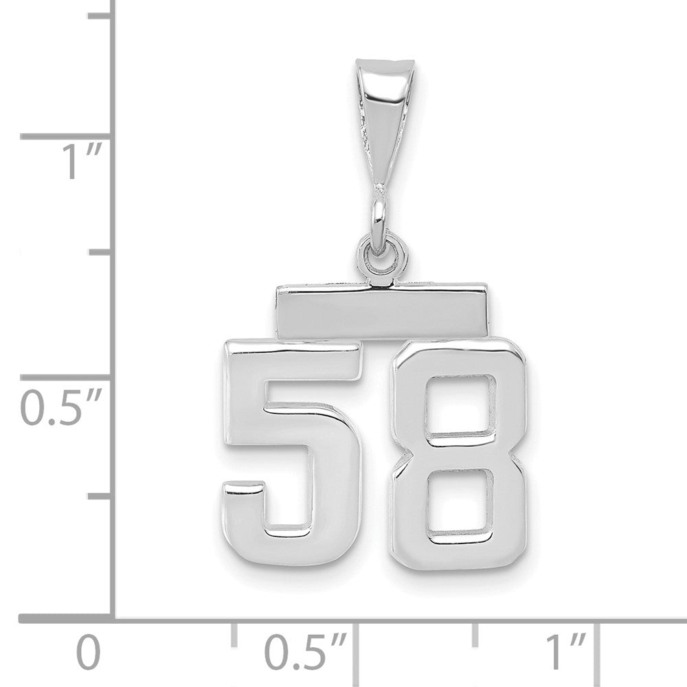 14k White Goldw Small Polished Number 58 Charm
