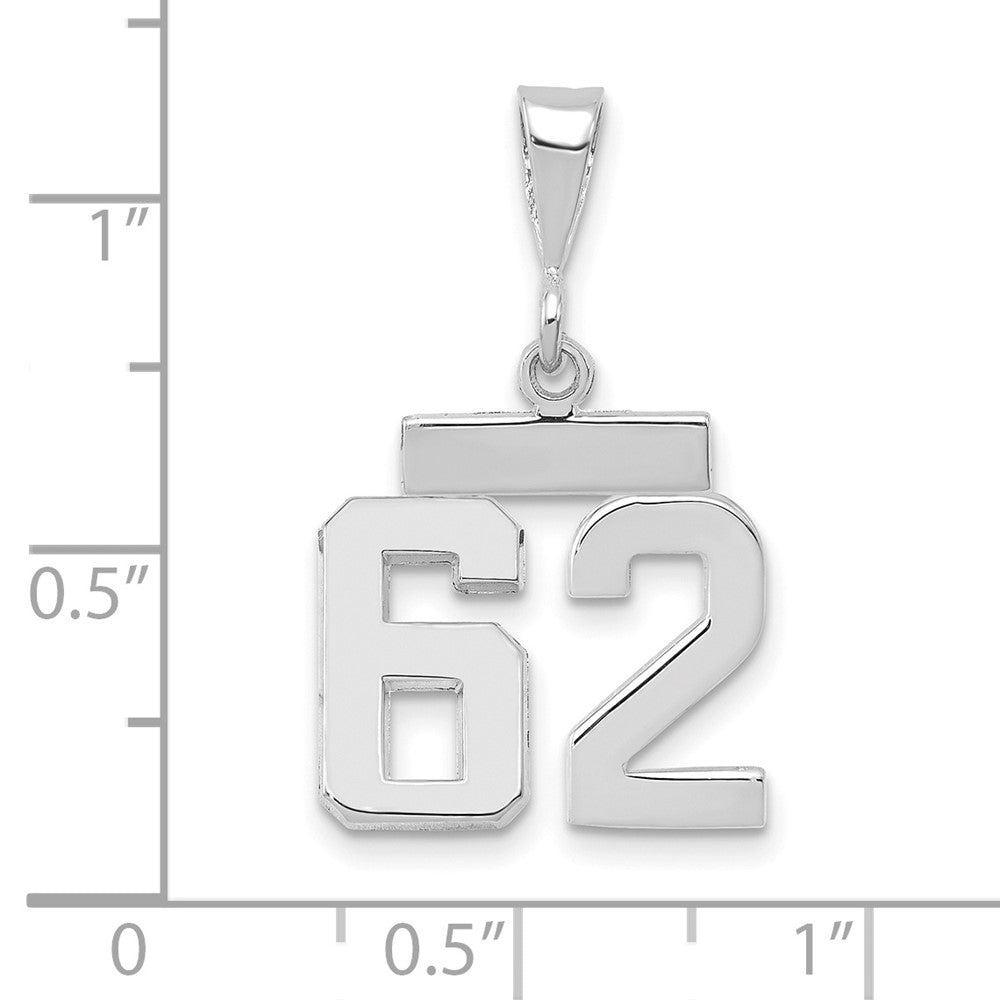 14k White Goldw Small Polished Number 62 Charm