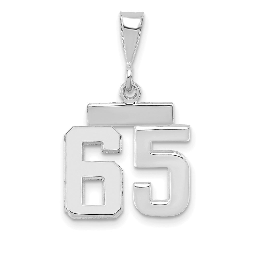14k White Goldw Small Polished Number 65 Charm
