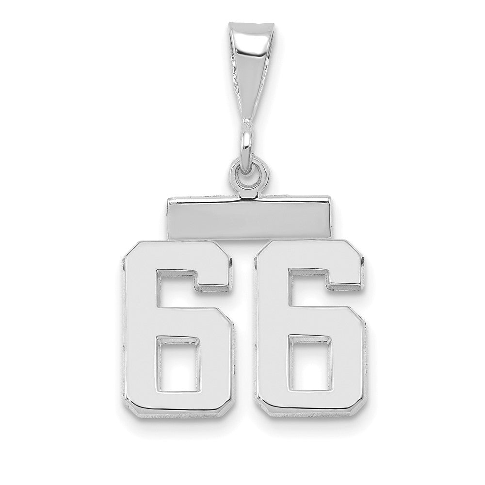 14k White Goldw Small Polished Number 66 Charm