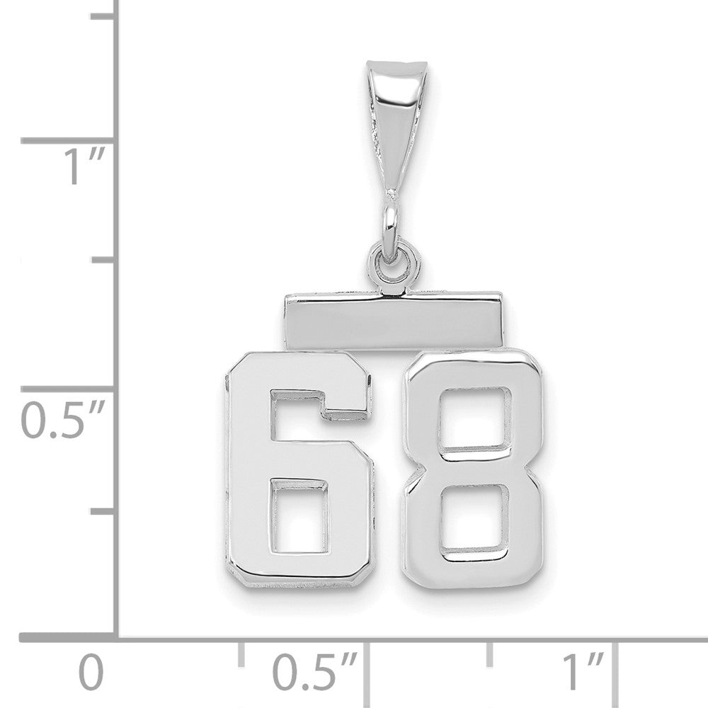 14k White Goldw Small Polished Number 68 Charm