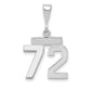 14k White Goldw Small Polished Number 72 Charm
