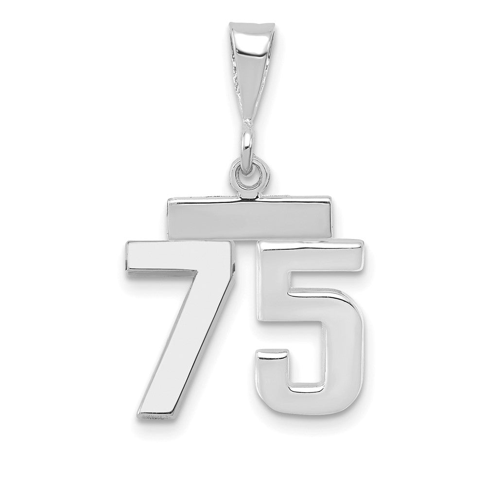 14k White Goldw Small Polished Number 75 Charm