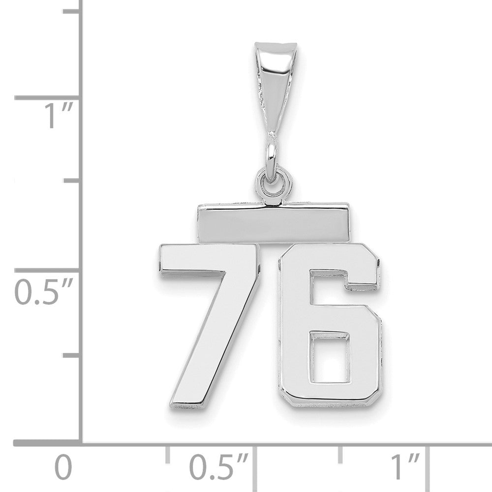 14k White Goldw Small Polished Number 76 Charm