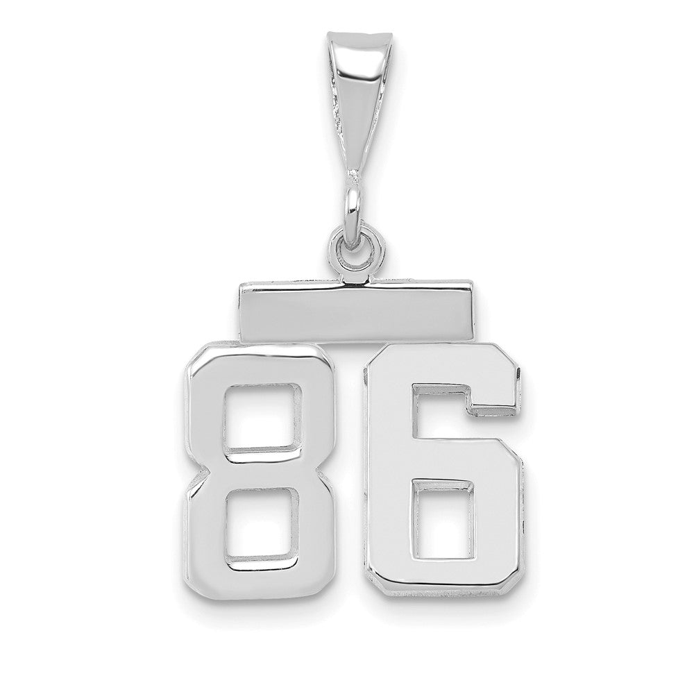 14k White Goldw Small Polished Number 86 Charm