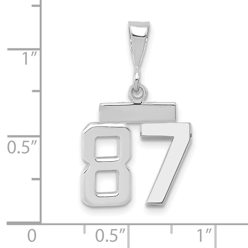 14k White Goldw Small Polished Number 87 Charm