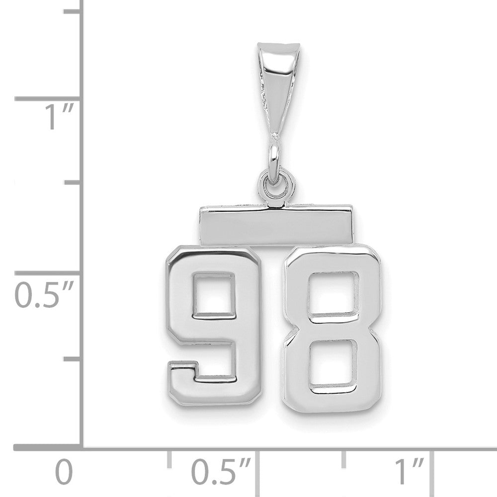 14k White Goldw Small Polished Number 98 Charm