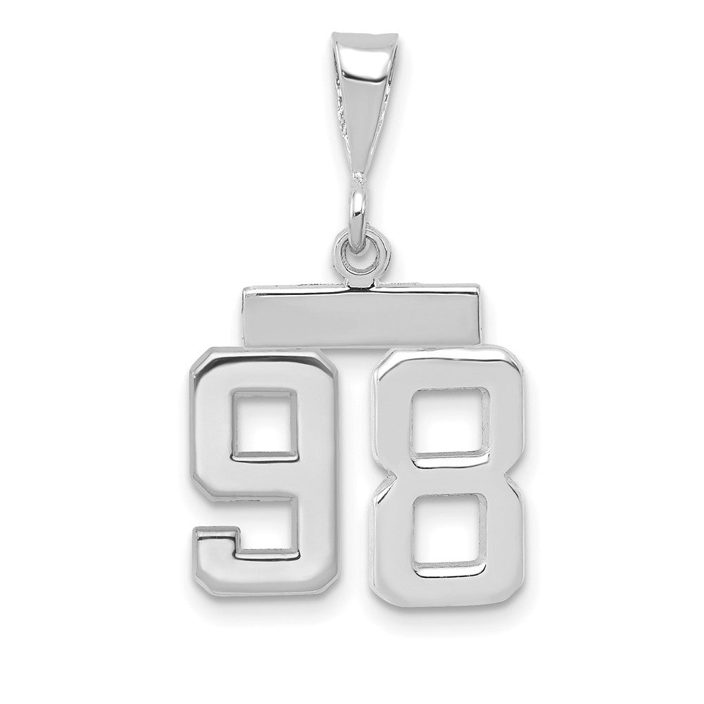 14k White Goldw Small Polished Number 98 Charm