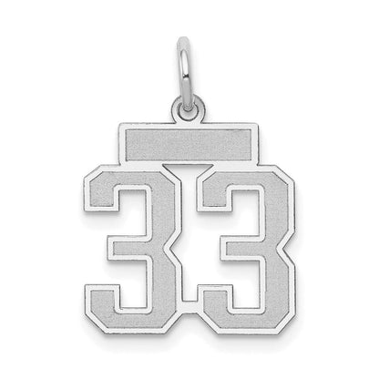 14k White Goldw Small Satin Number 33 Charm