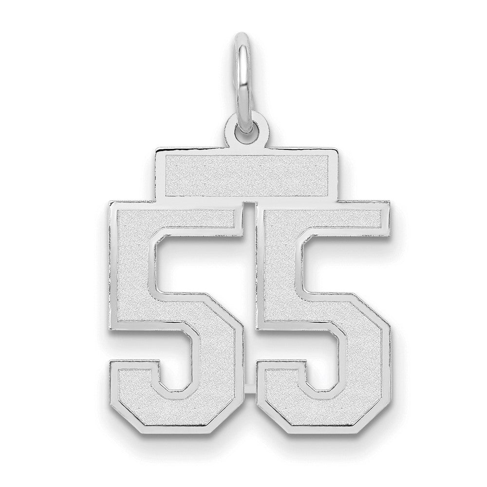 14k White Goldw Small Satin Number 55 Charm
