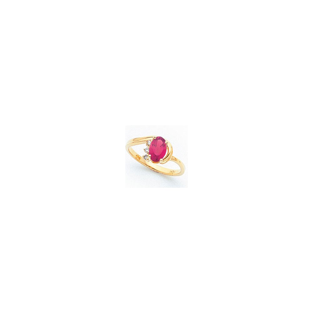 14k Yellow Gold 7x5mm Oval Pink Tourmaline AAA Diamond ring