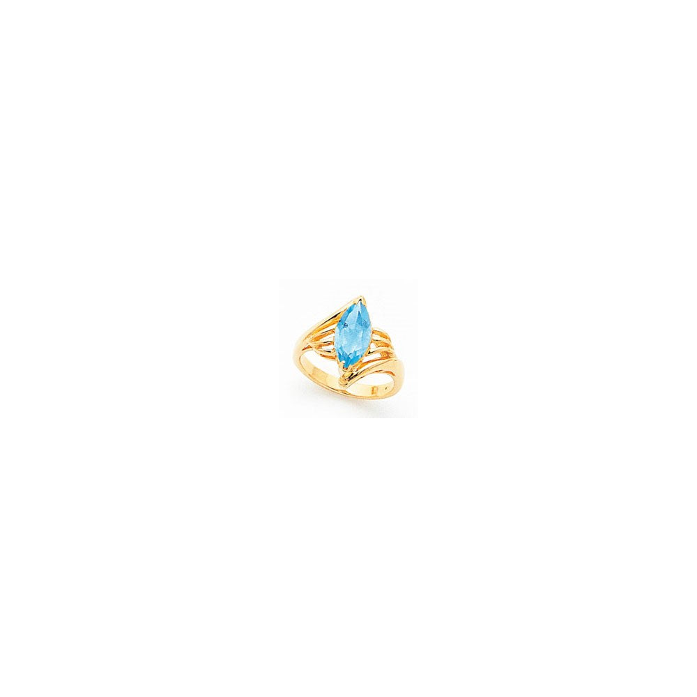 14k Yellow Gold 12x6mm Marquise Blue Topaz ring