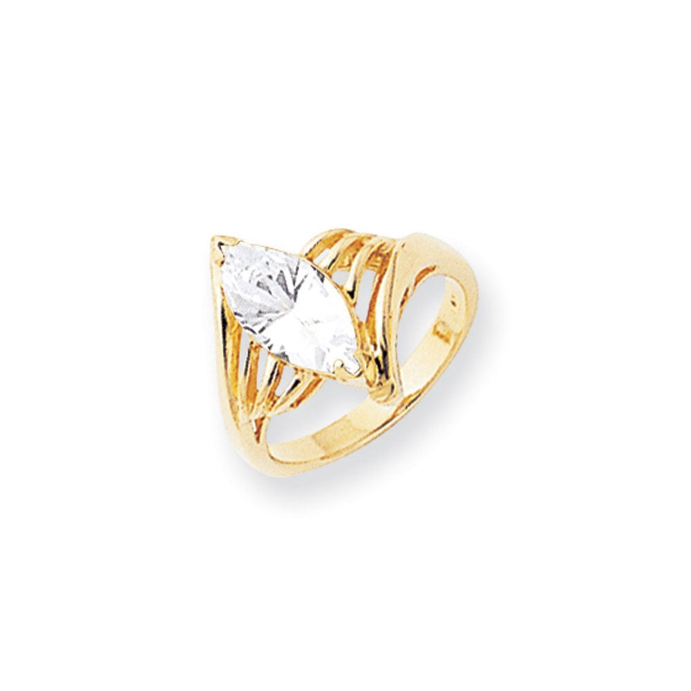 14k Yellow Gold 12x6mm Marquise Cubic Zirconia ring