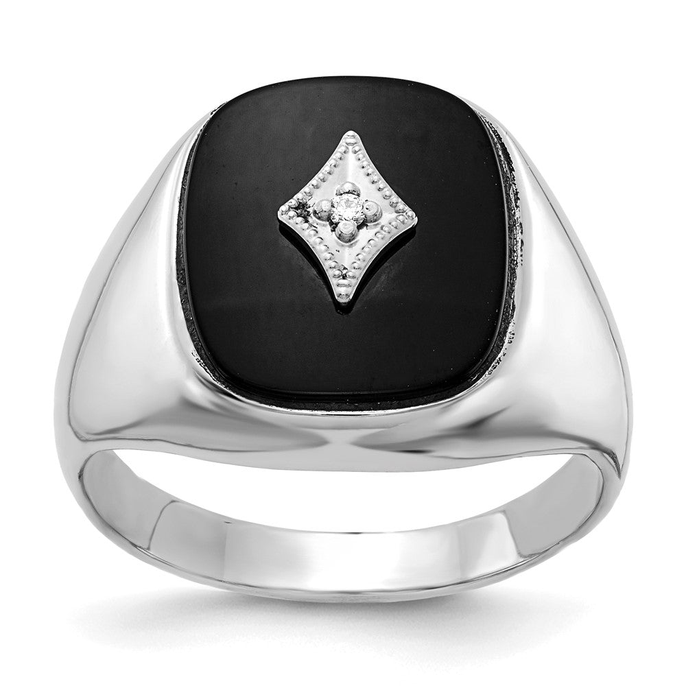 14k White Gold AAA Real Diamond men's ring