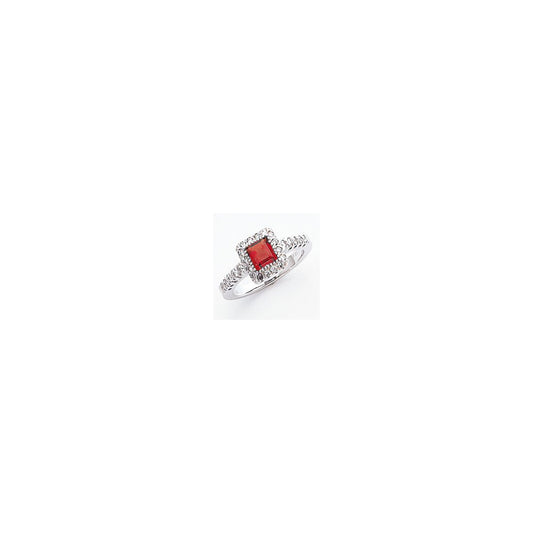14k White Gold 5mm Princess Cut Garnet AA Real Diamond ring