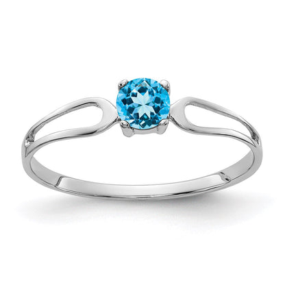 14k White Gold 4mm White Topaz Ring