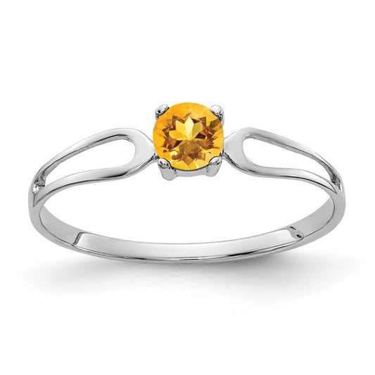 14k White Gold 4mm Citrine ring