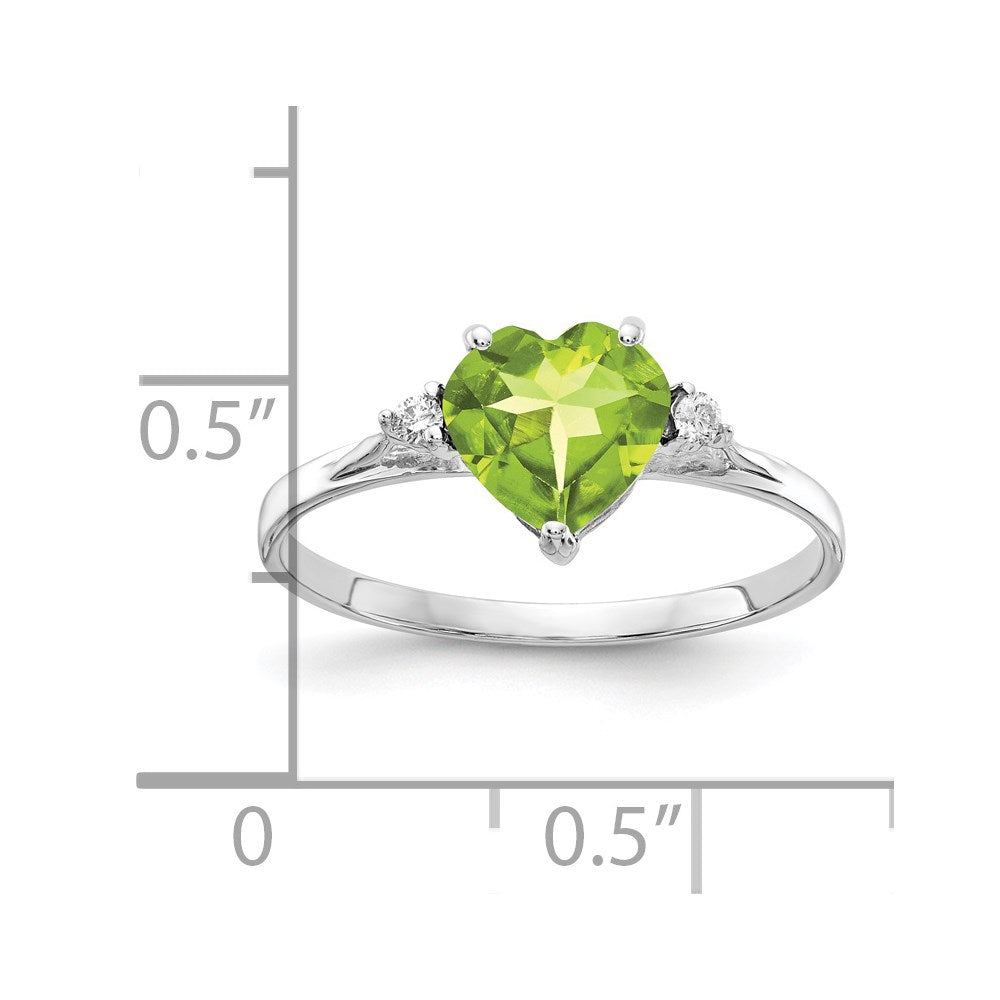 14k White Gold 7mm Heart Peridot A Real Diamond ring