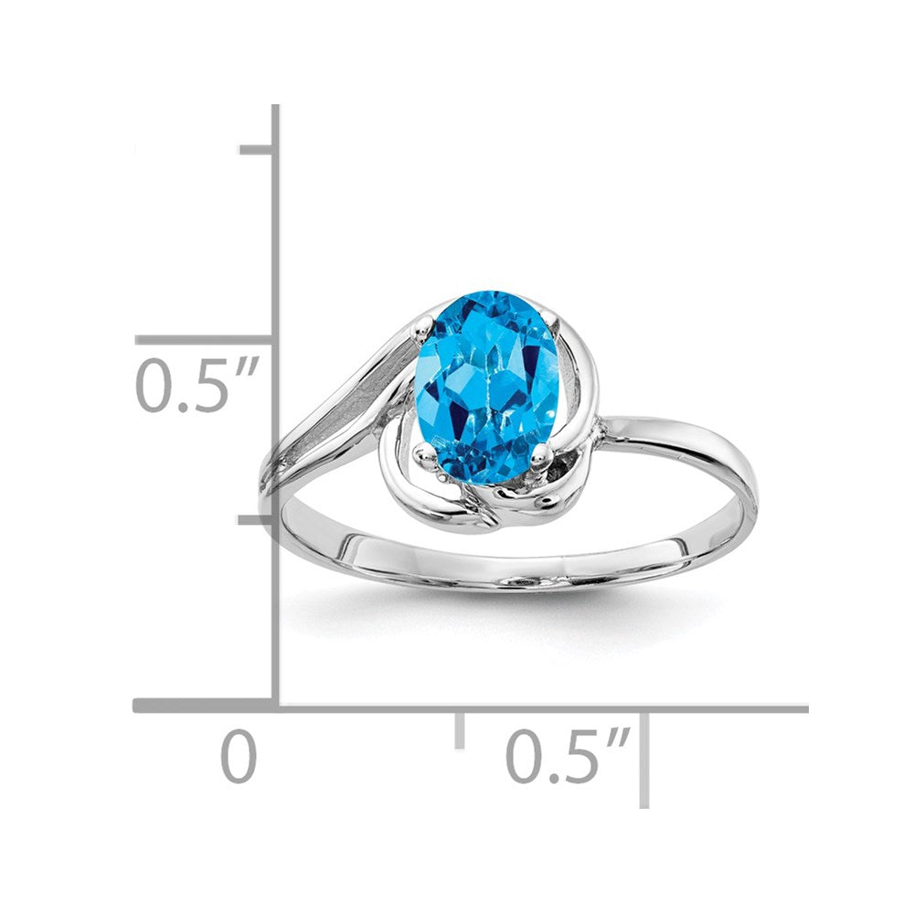 14k White Gold 7x5mm Oval Blue Topaz ring