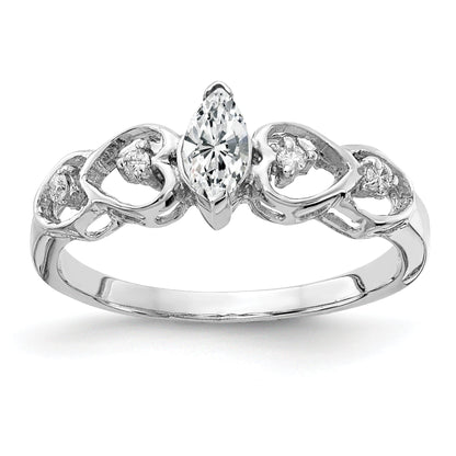 Solid 14k White Gold 6x3mm Marquise Cubic Zirconia VS Simulated CZ Ring ...