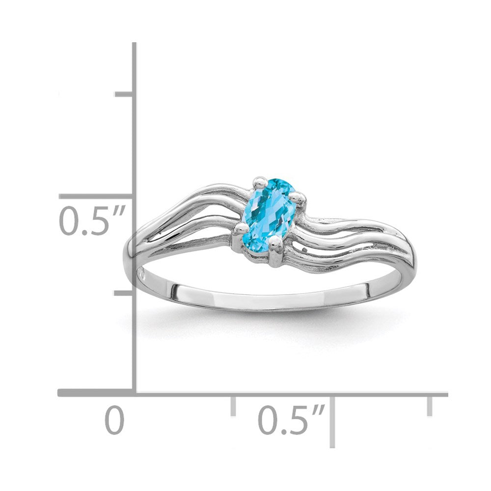 14k White Gold 5x3mm Oval Blue Topaz ring