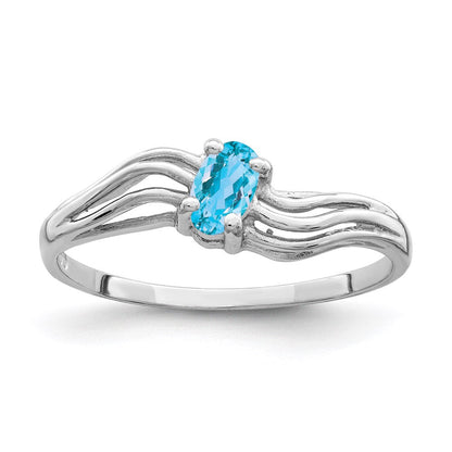 14k White Gold 5x3mm Oval Blue Topaz ring