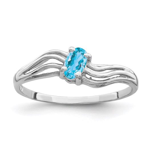 14k White Gold 5x3mm Oval Blue Topaz ring