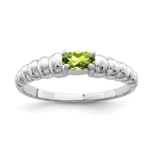 14k White Gold 5x3mm Oval Peridot ring
