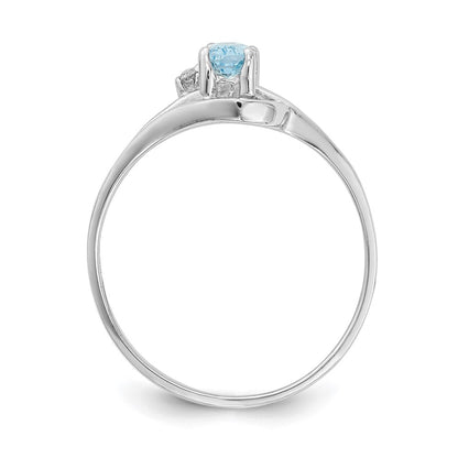 14k White Gold 5x3mm Oval Blue Topaz VS Real Diamond ring